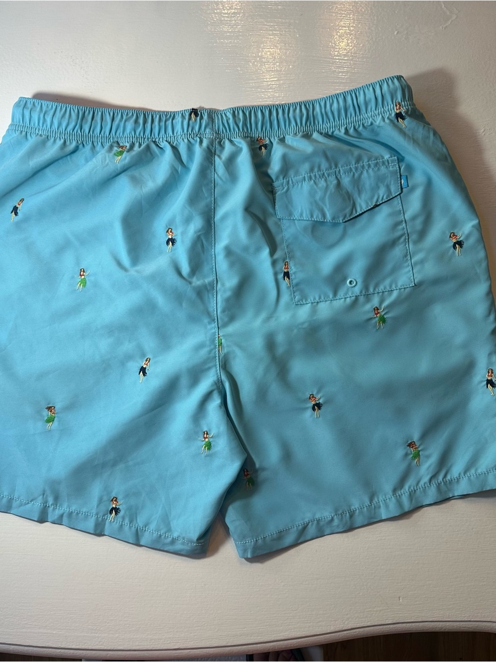 NWT Tommy Bahama XL/TG Men’s Light Blue Hula Dancer Swim Board Shorts,UV PROTECT - Picture 7 of 10